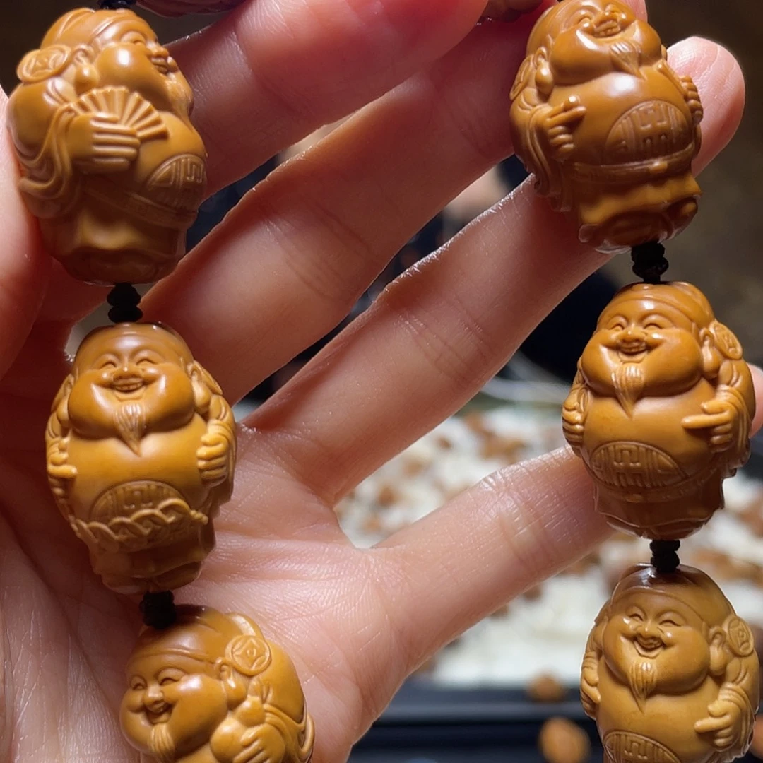 橄榄核吊坠黄胖财神