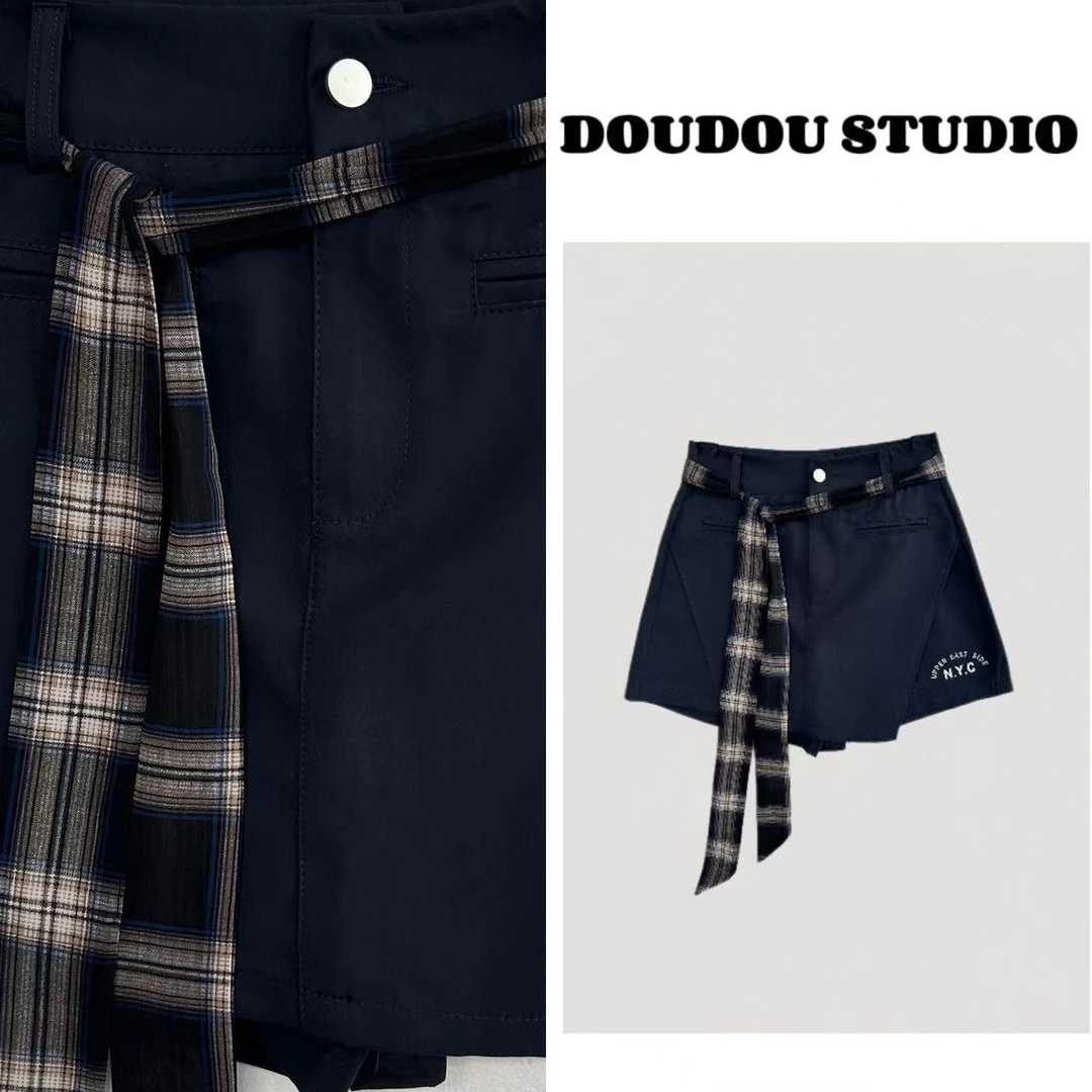 【兜兜】夏季新款字母胶印分片式裤裙A字半身短裙 井6165E