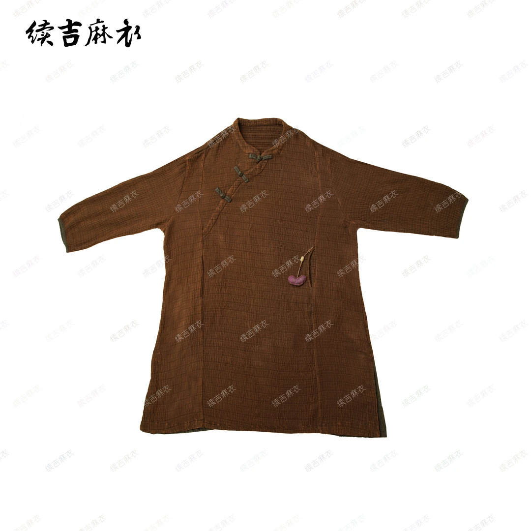 春-原创设计25-106【南笙离】麻盘扣长袖国风复古手工挂件大袍子