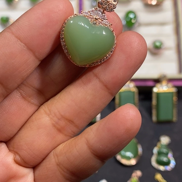 和田玉（碧玉）银S925镶嵌颈饰