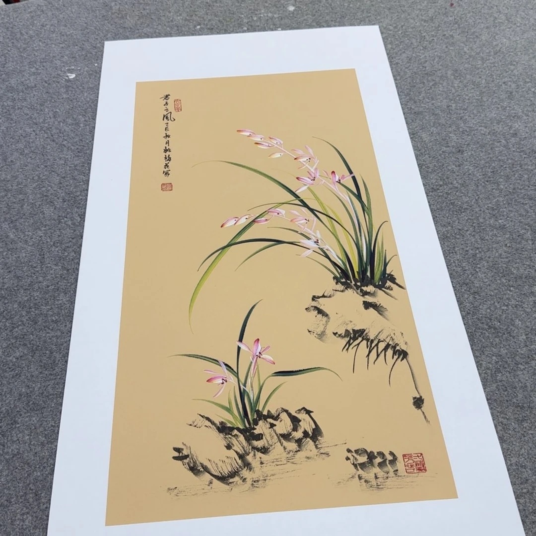 国画国画立体兰花