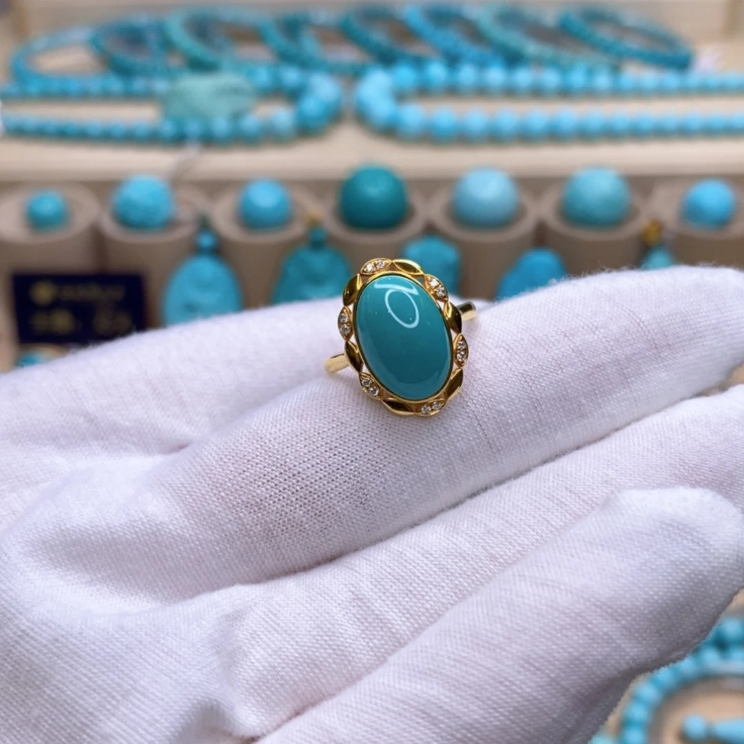 绿松石18K金镶嵌珠宝奇石