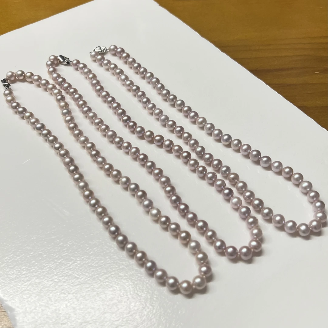 【海天霞】淡水无核紫珠项链（7-8mm）S925银 多样性发一