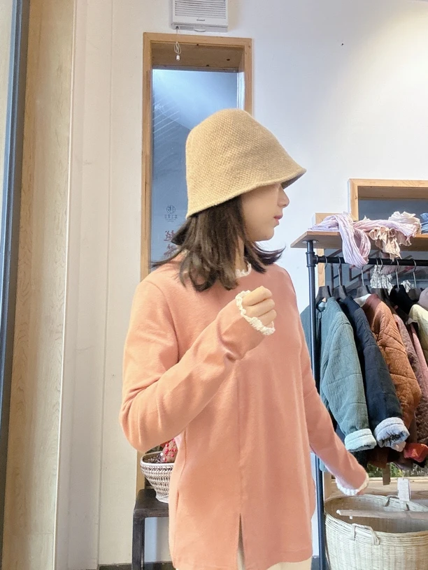 圆领花边长袖常规韩版冬季套头打底衫纯色时尚