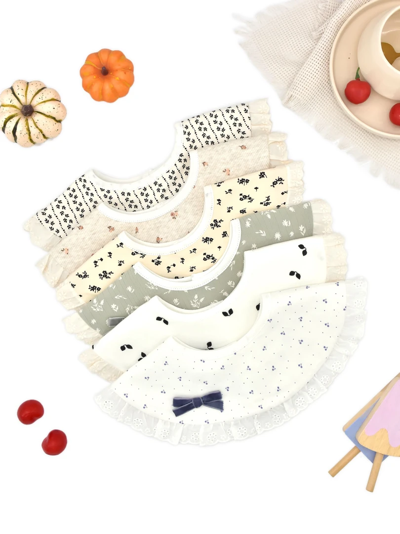 纯棉A类口水巾婴儿口水围宝宝饭兜新生儿小围嘴女宝花边披肩防水