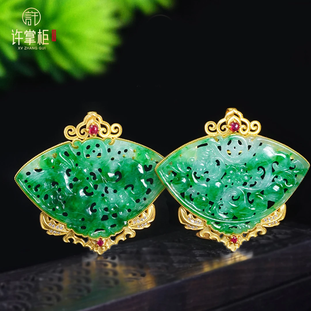 许掌柜｜18K金翡翠胸针吊坠两用款天然缅甸翡翠A货原创设计气质
