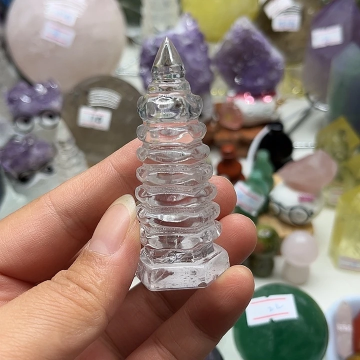 ▸*** 水晶珠宝半成品未镶嵌50克文昌塔