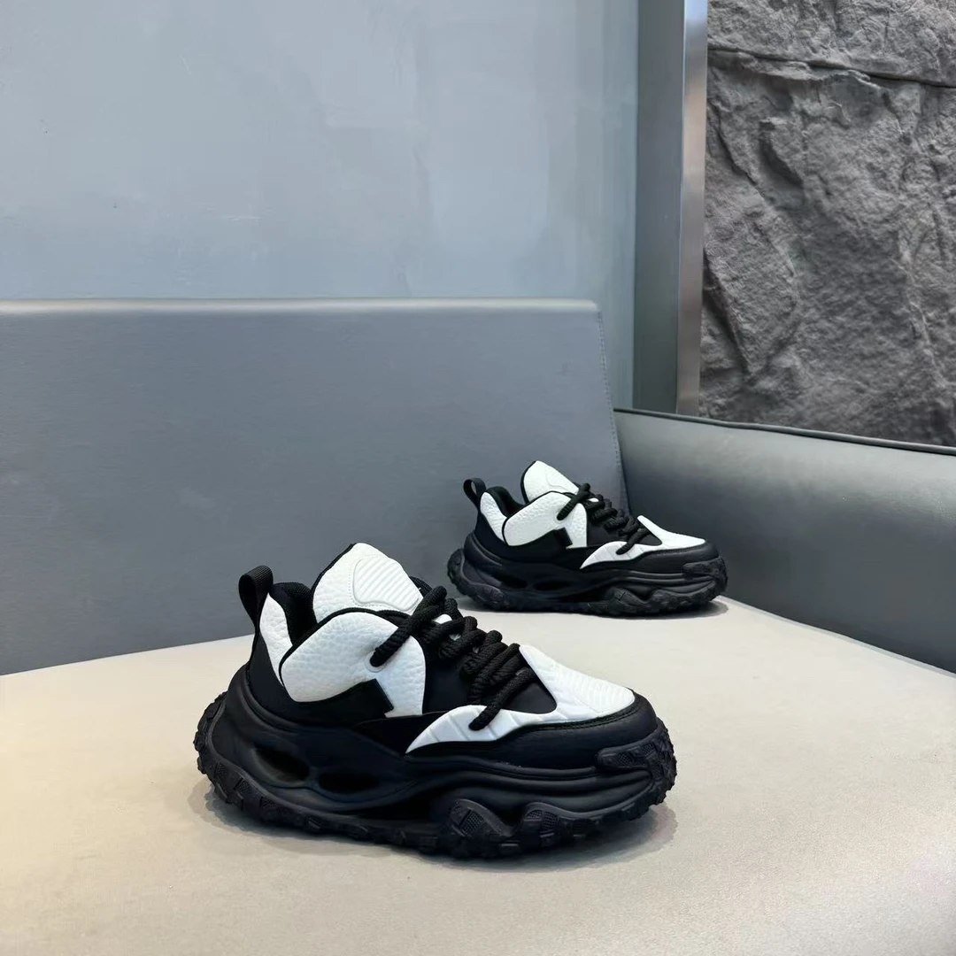 秋冬男鞋时尚百搭黑色厚底秋季运动鞋潮鞋男款老爹鞋