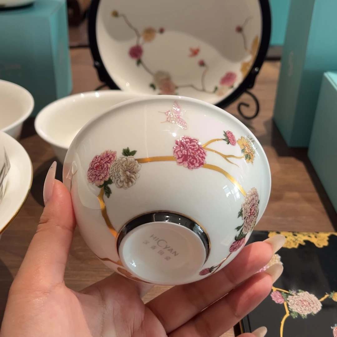 瓷片花开富贵11cm碗