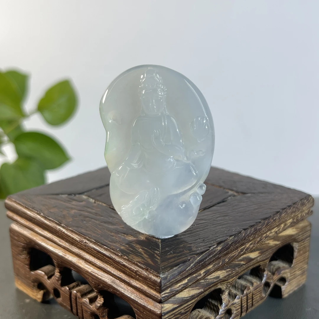 JYW27-124 天然缅甸A货翡翠  御龙观音