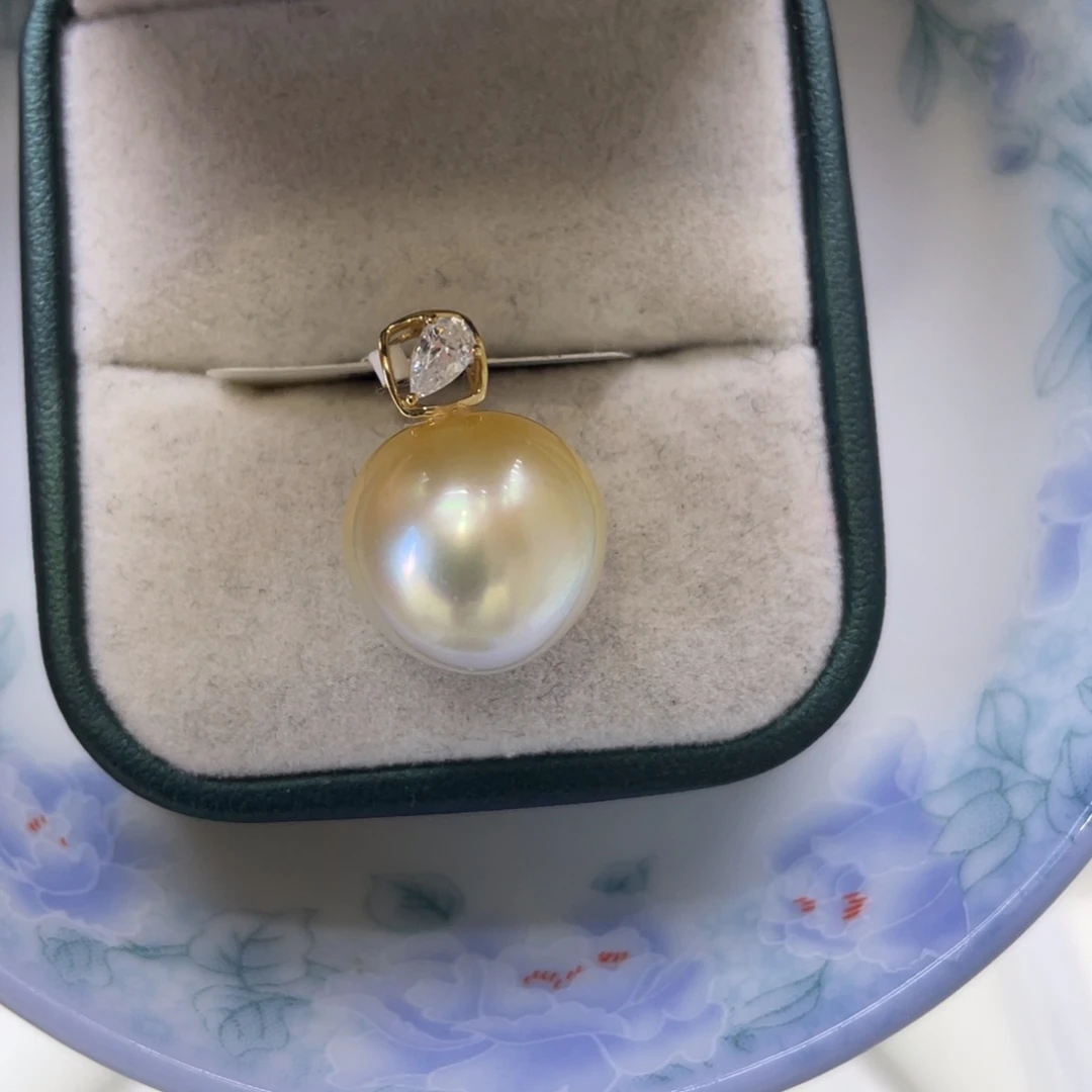 海水珍珠颈饰18K金镶嵌14-15