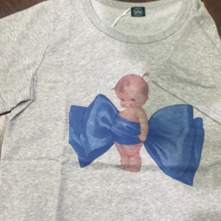 天使蝴蝶结T恤宽松甜美风印花白色时尚打底