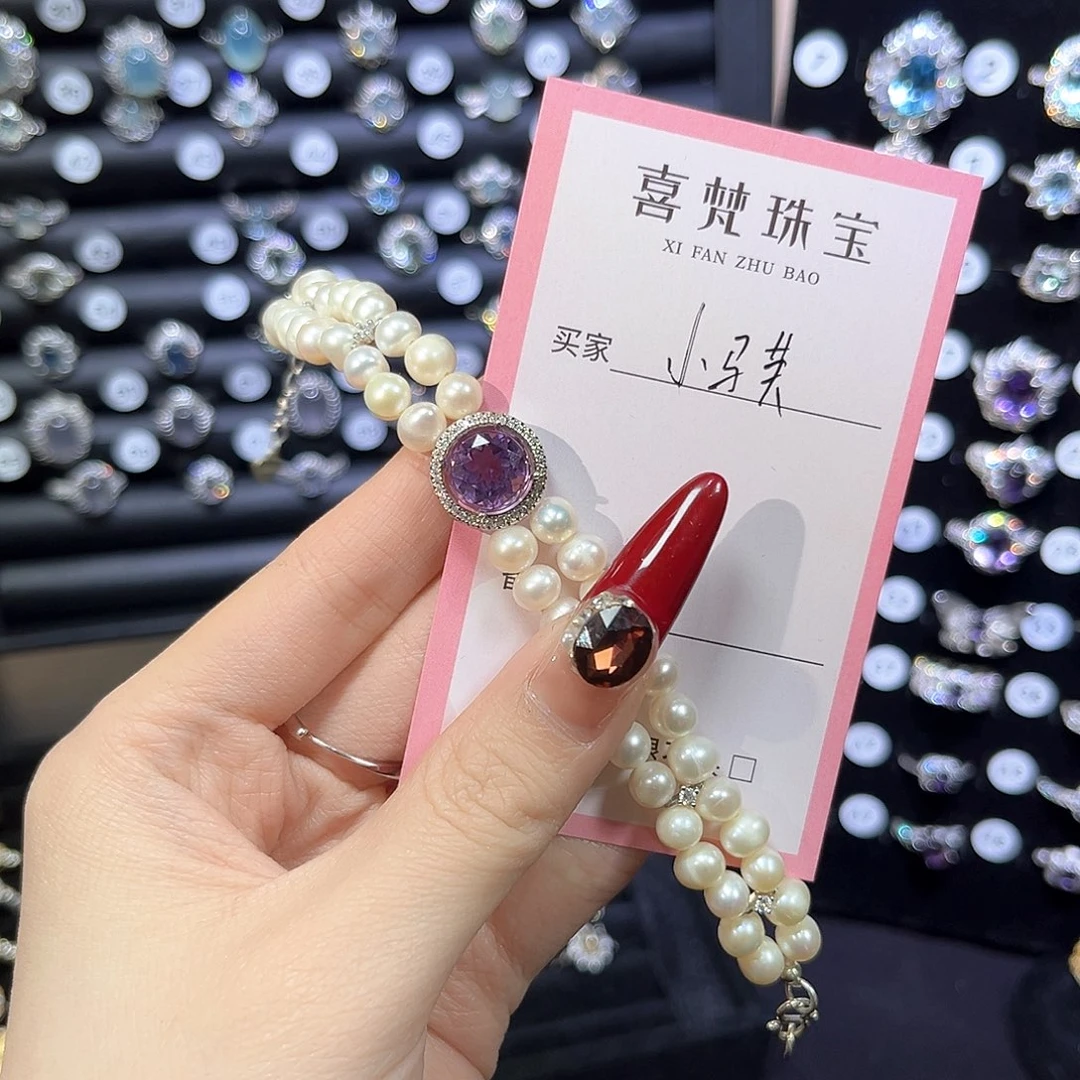 紫晶戒指银S925镶嵌小****～