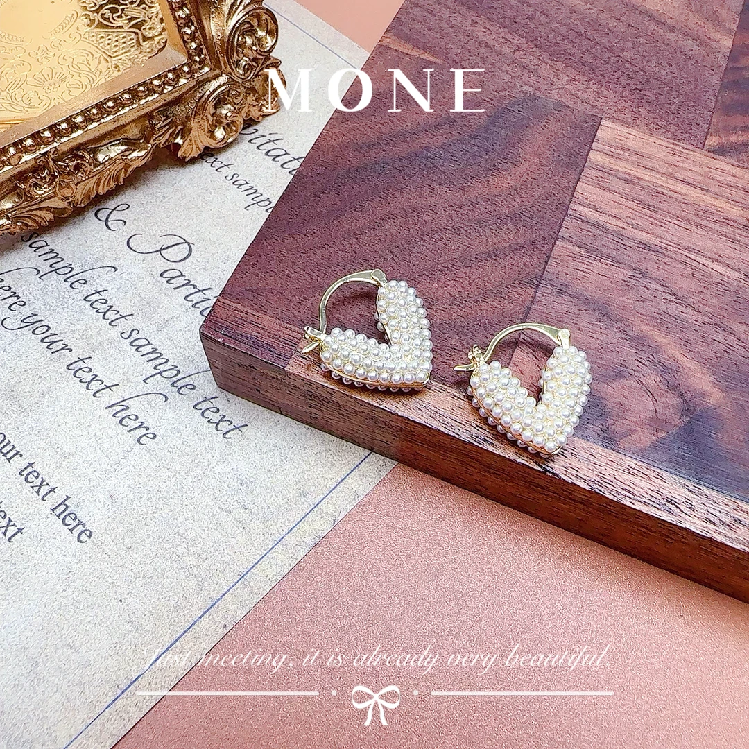 铜合金仿珍珠耳饰 5139 法★【法式爱心】ALIX 爱丽斯 限定 耳环