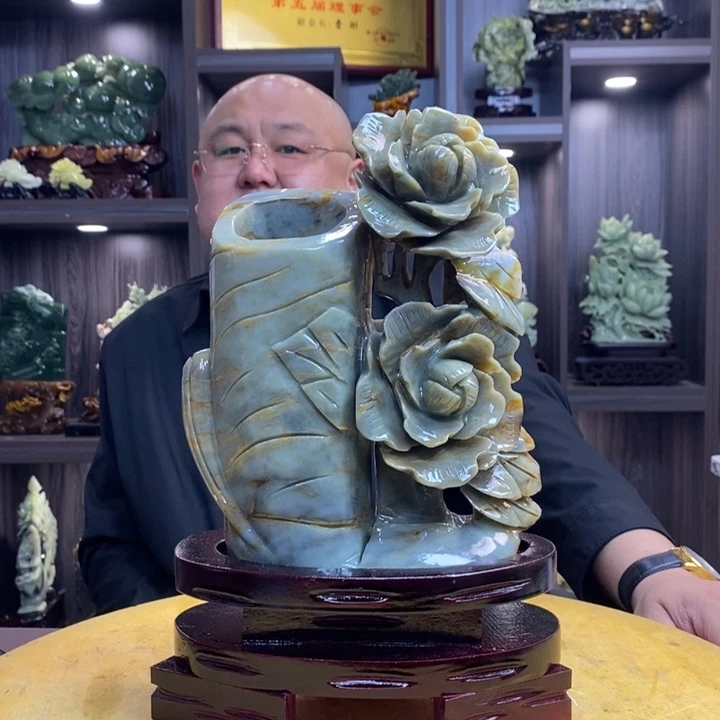 蛇纹石玉（覆膜）珠宝奇石未镶嵌风*