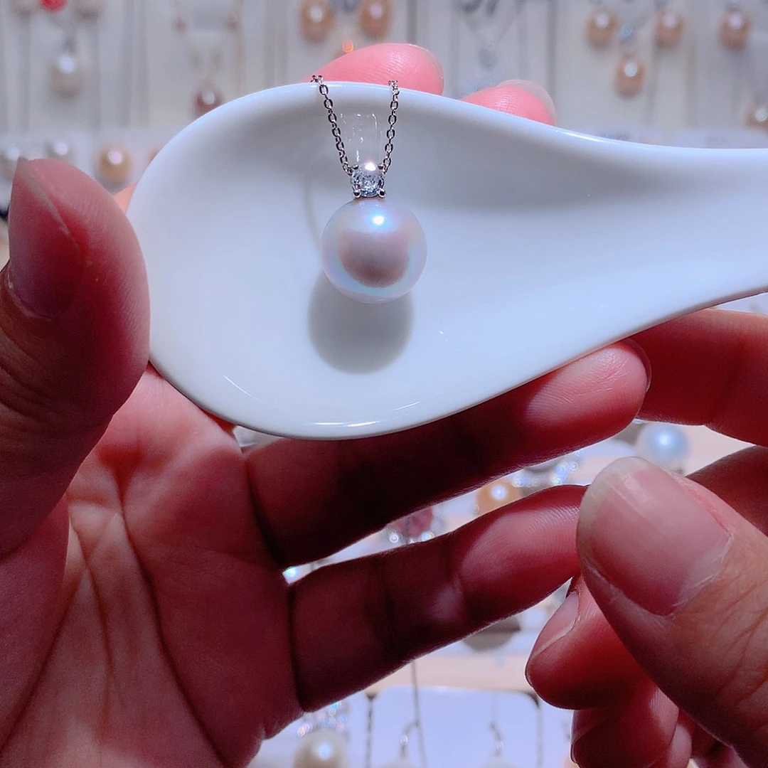 银S925镶嵌淡水珍珠吊坠(赠链)CC13.3mm