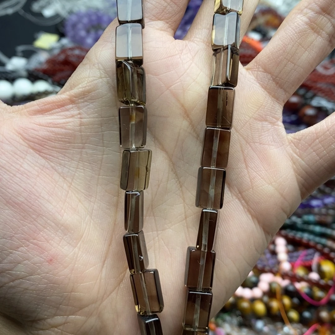 玛瑙/玉髓未镶嵌珠宝半成品一条天然净透8×12茶晶无事牌