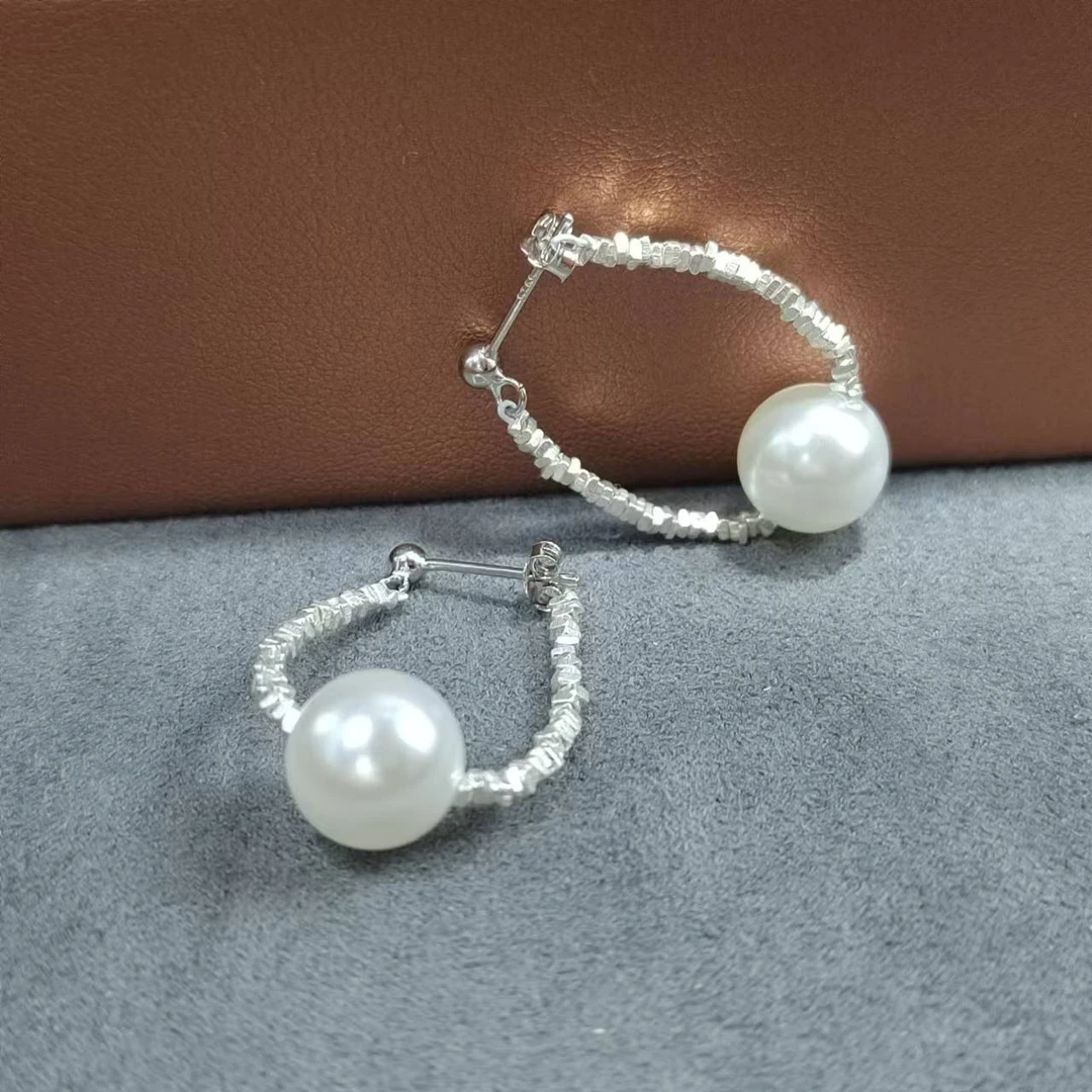 925银耳饰 碎银子925纯银韩版ins风耳环女正圆高级感时尚碎银几两