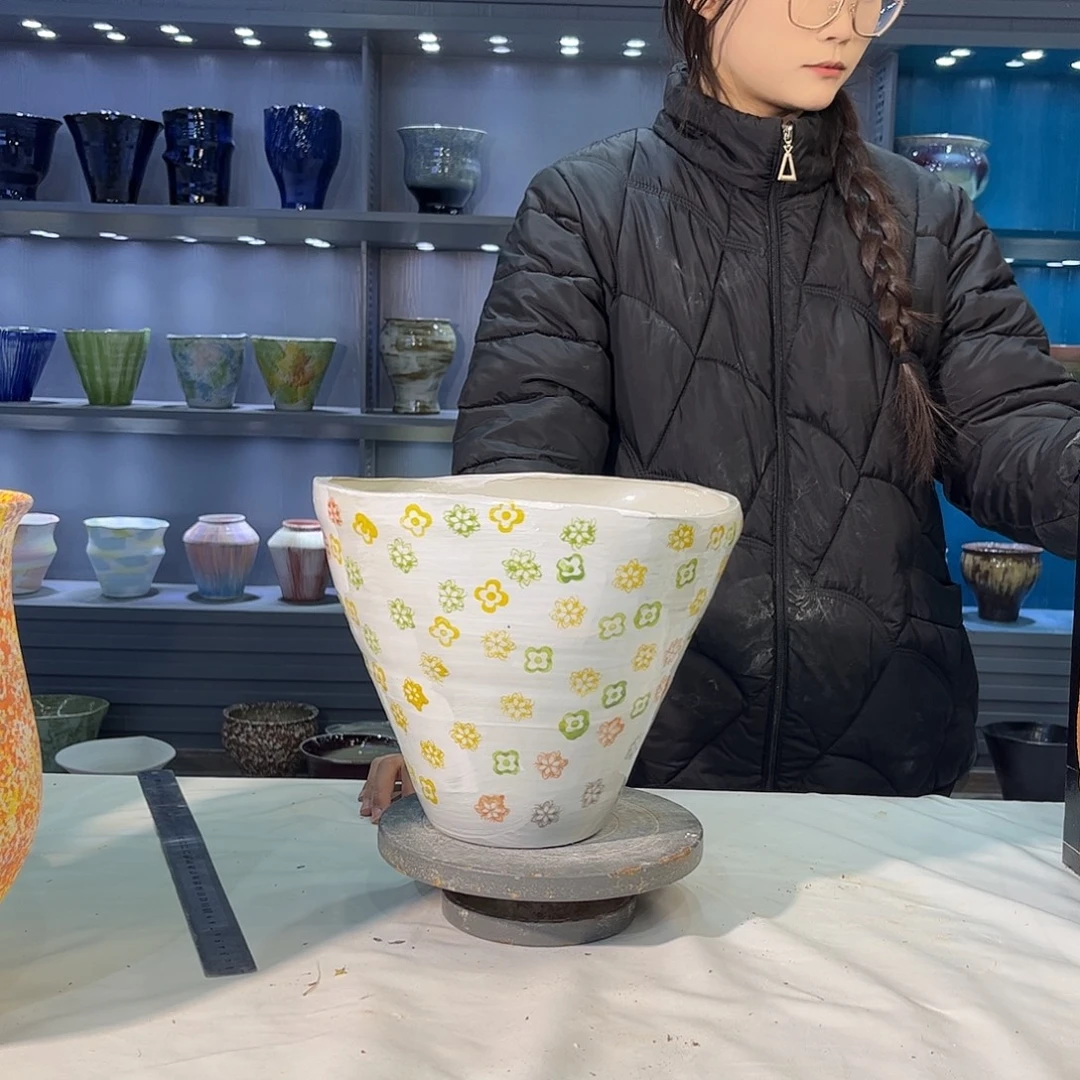 摆件陶景德镇陶瓷花盆