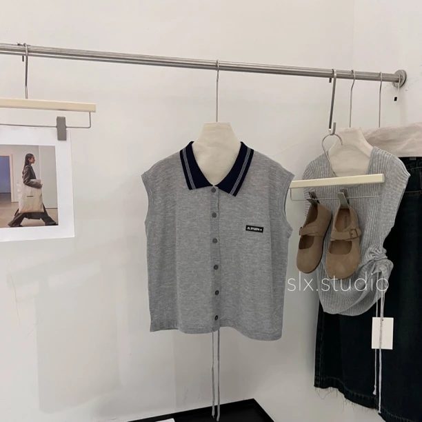 slx@ 9188 撞色翻领上衣