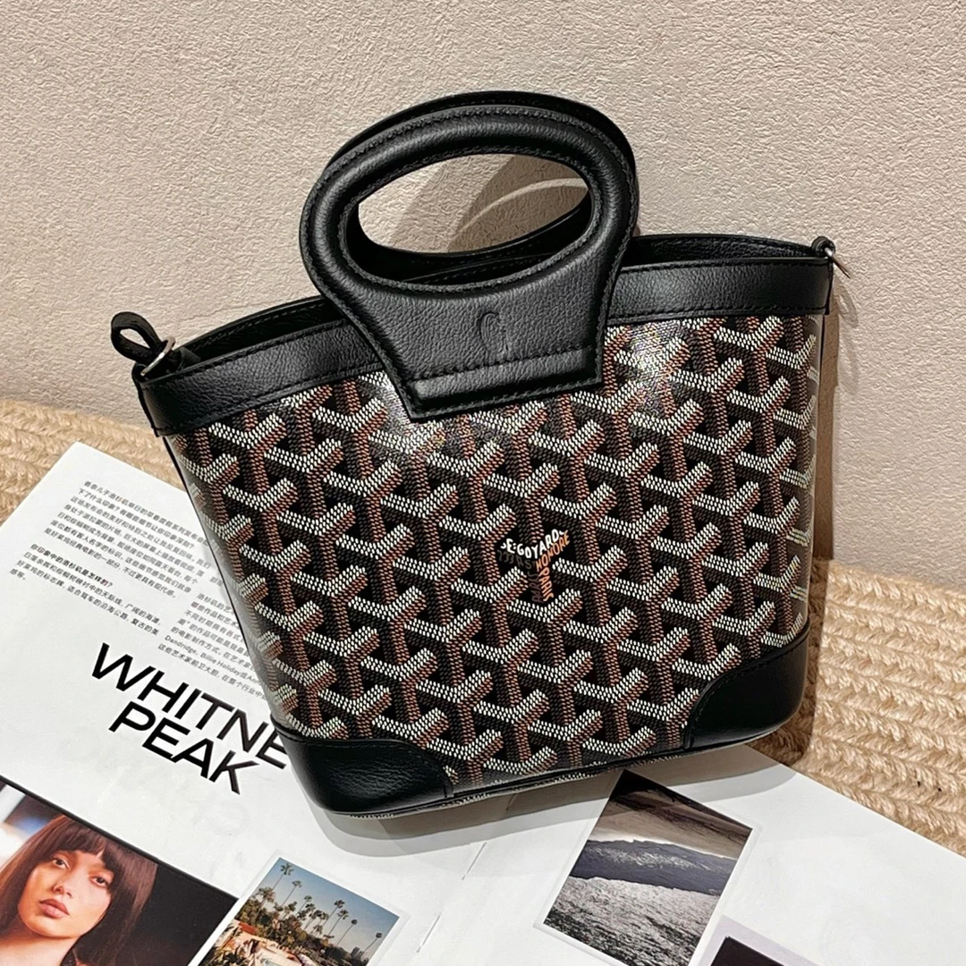 99新 Goyard 戈雅 黑色老花beluga mini菜篮子手提包 25年编码