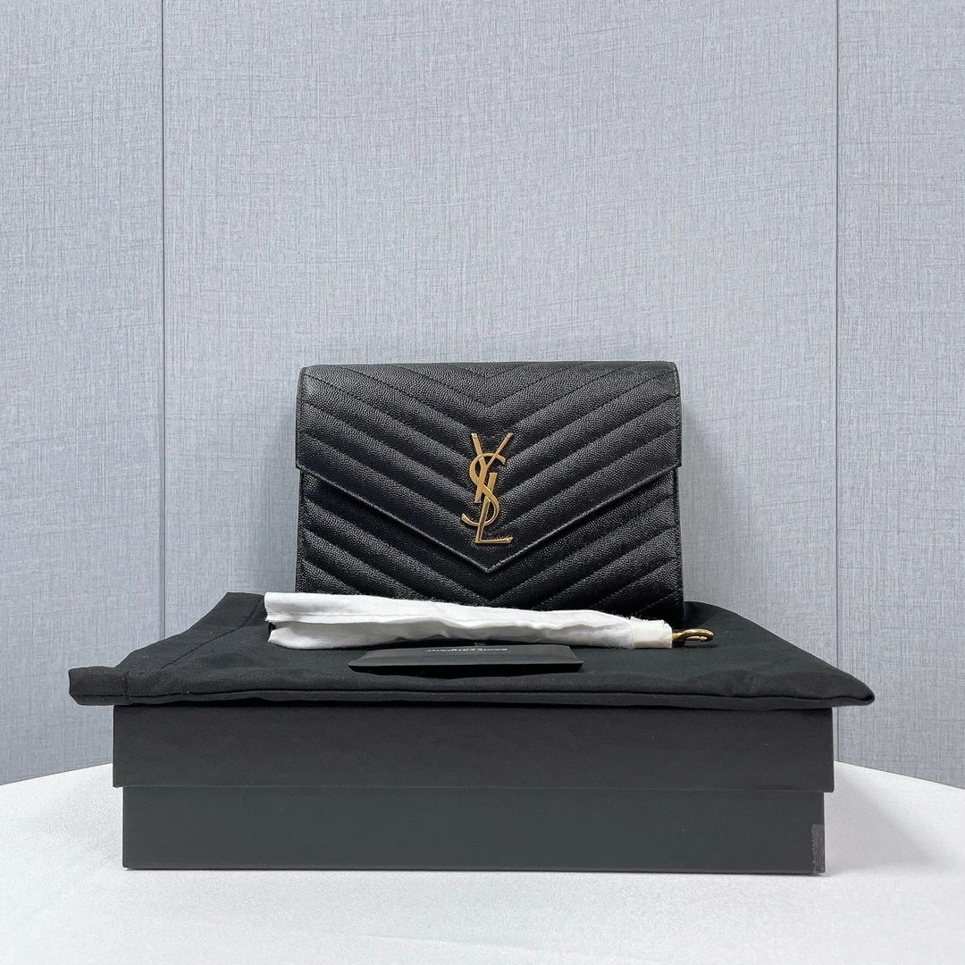 未使用 YSL/圣罗兰 ysl圣罗兰 黑金信封手拿包