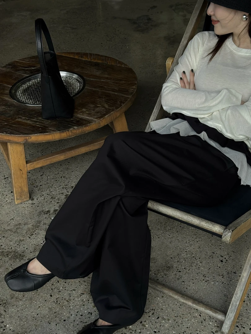 手工捏折腰头花边弯刀裤 03120