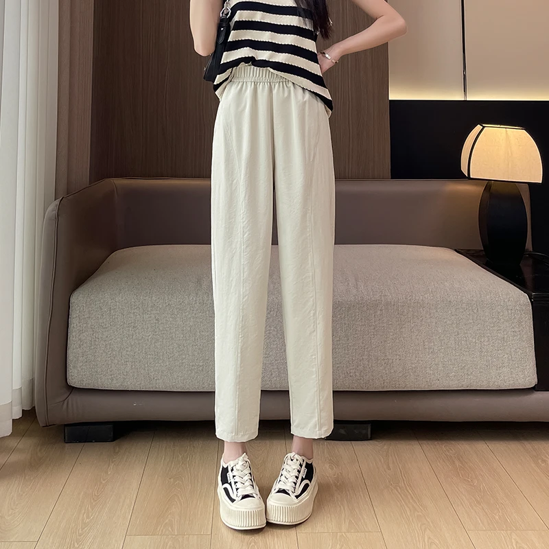 冰丝裤女夏季薄款烟管裤宽松显瘦休闲裤凉凉裤小个子八分九分裤