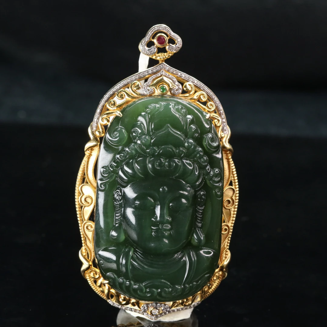 53和田玉18K金碧玉吊坠/800329保利厦门拍卖