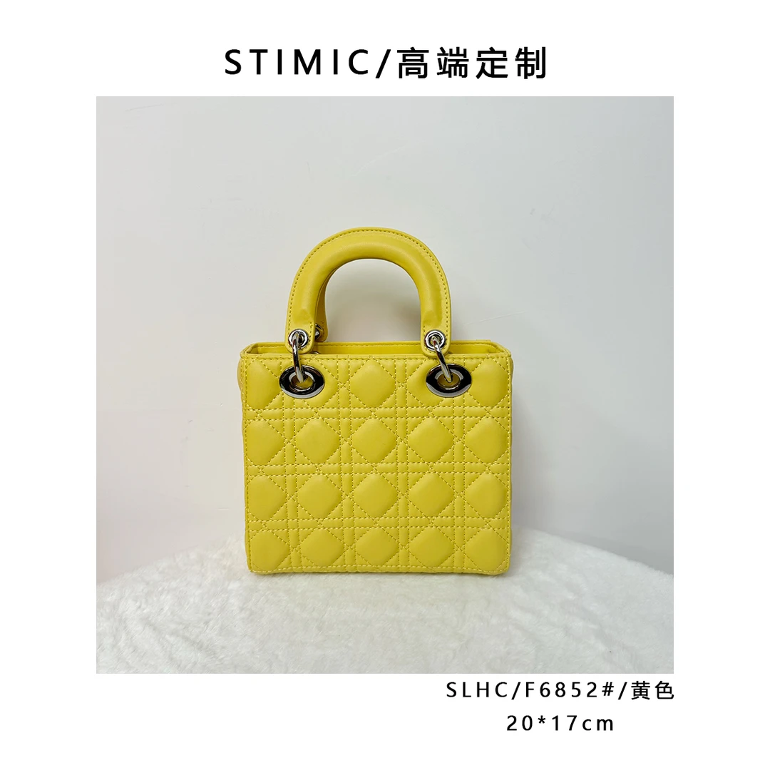 SLHC/F6852#/黄色高端订制手工蜡线女士时尚单肩轻奢斜挎包6852