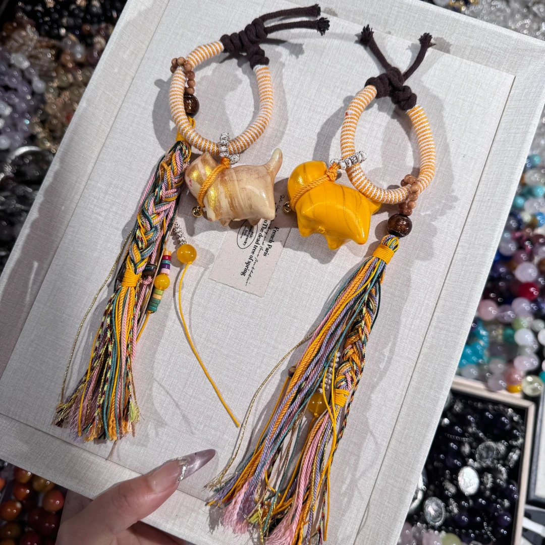 非金属树脂吊坠 大漆喵喵·中式带子款可爱风背包挂挂件多样发其一