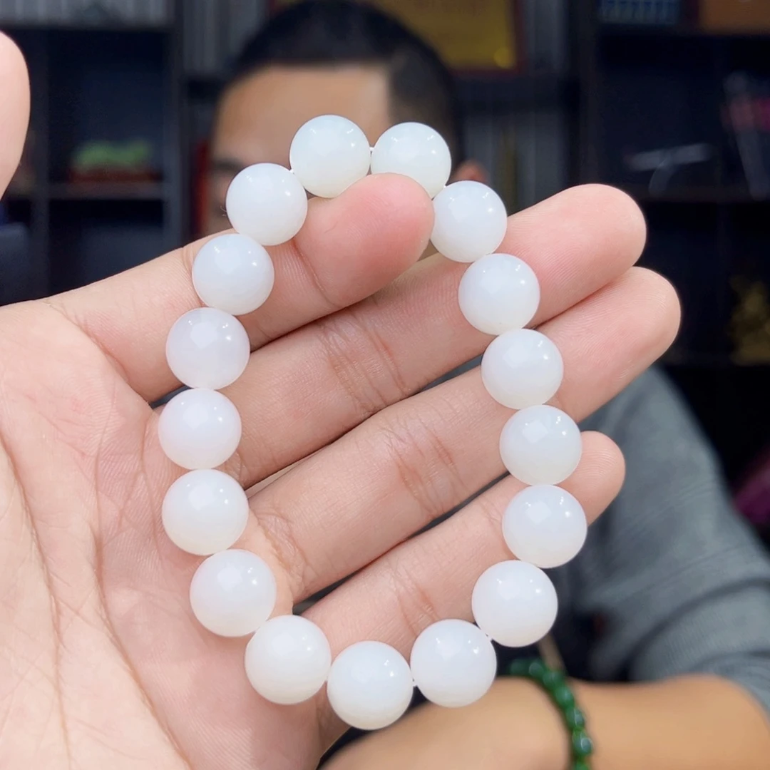 和田玉未镶嵌手串天然和田玉新疆且末天泰卡12微瑕