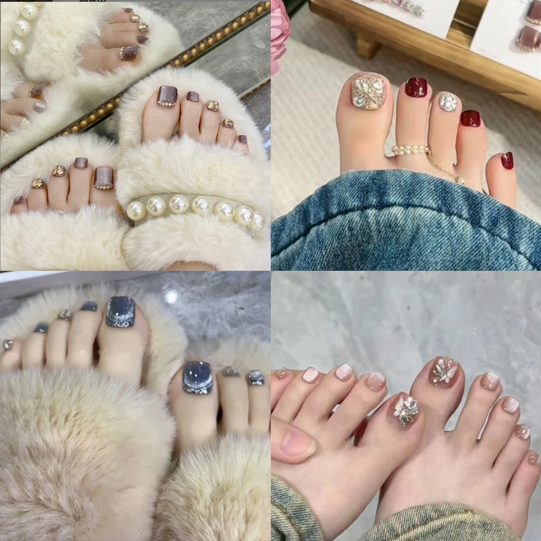 （脚指甲集合）夏天脚甲穿戴甲美甲贴片可拆卸