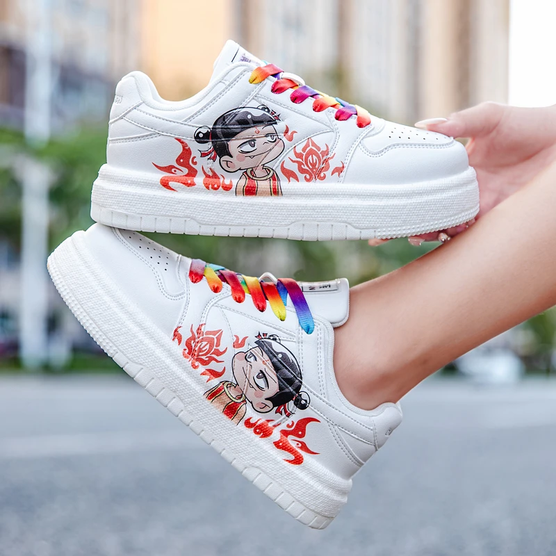 单飞燕春夏季新款透气哪吒踢毽子鞋小白鞋板鞋少年国潮透气运动鞋