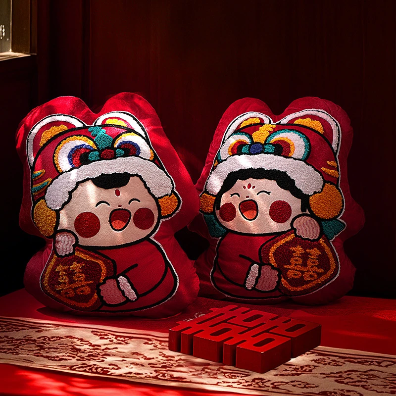 压床娃娃一对结婚喜字抱枕新款高档新娘礼物红色陪嫁婚庆公仔