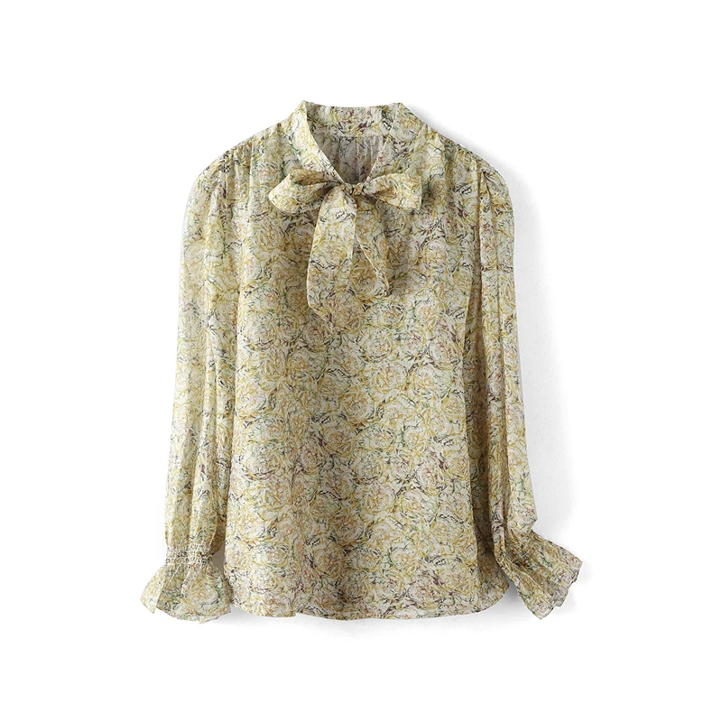 34681【金系列】蝴蝶结复古轻薄衬衫T3G507Z670