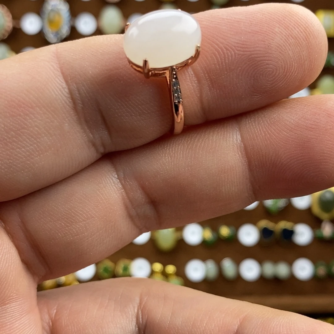 和田玉（白玉）合金戒指