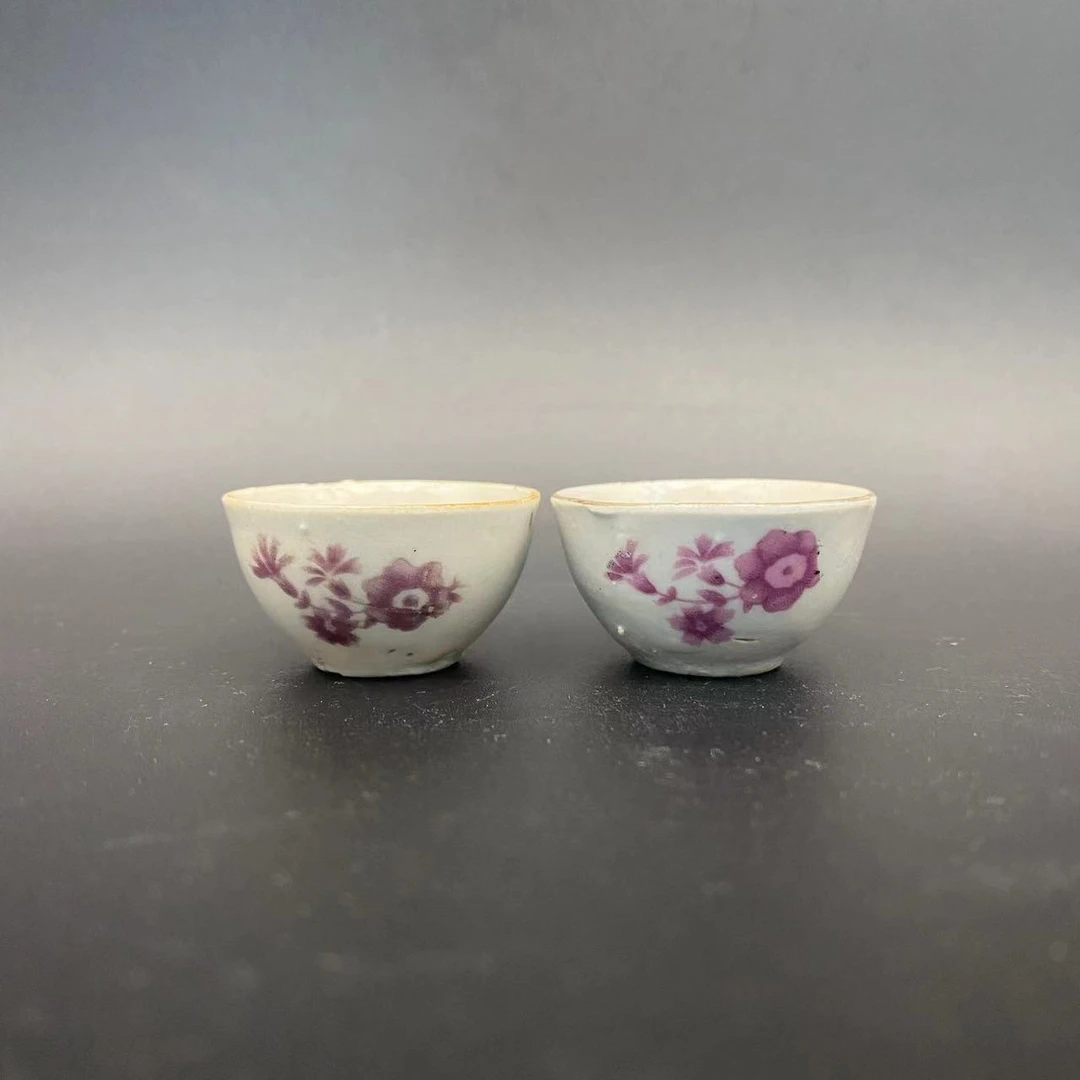 杯子陶瓷摆件（小花杯一对）