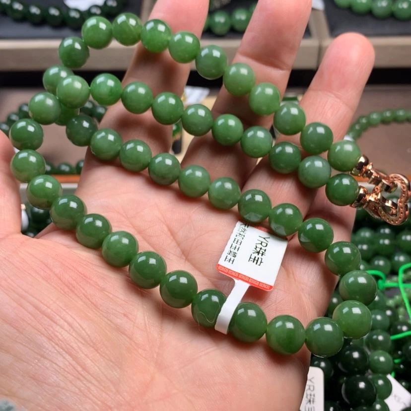 【闪购商品】和田玉（碧玉）颈饰未镶嵌10mm放漏