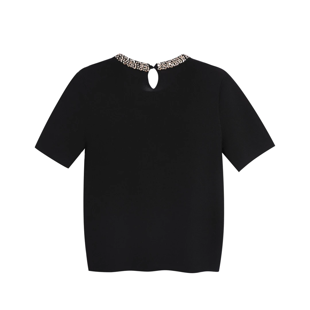 【小伦订单】黑色圆领短袖T恤宽松天丝百搭上衣2411