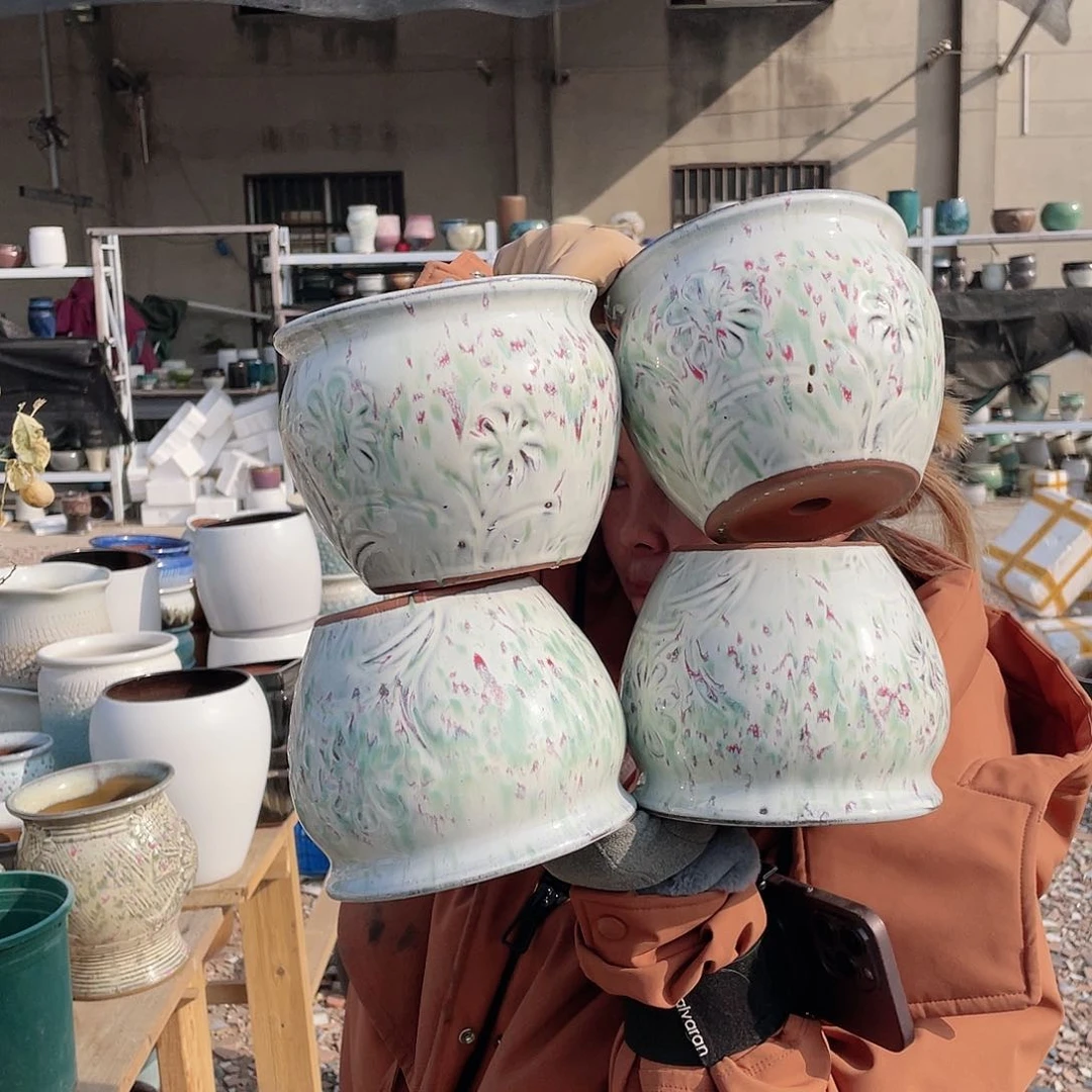 红陶王嫂花盆0122-112