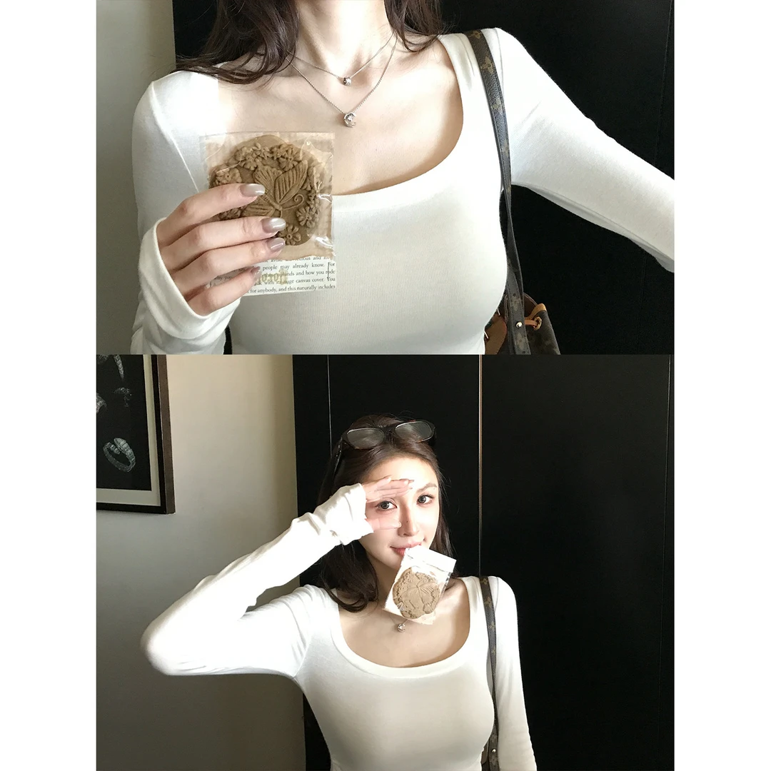 4色自留!'云感小蛮腰'高品铜氨天丝羊毛贵气姐感修身方领打底衫