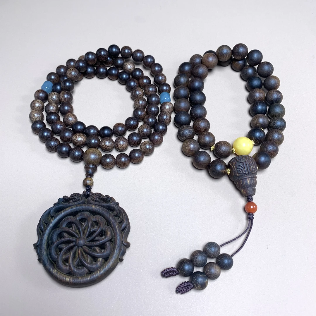 【天禧沉香】富国岛金丝蜜结古董料三圈搭两圈手持收藏款