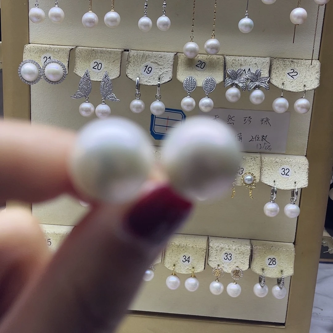 淡水珍珠耳饰银S925镶嵌