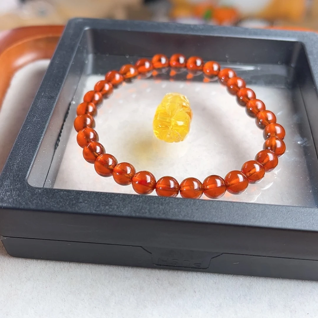 水晶手链未镶嵌橙红石榴石-2