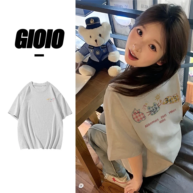 学院风纯棉短袖t恤女夏季新款宽松ins小众设计感小个子上衣