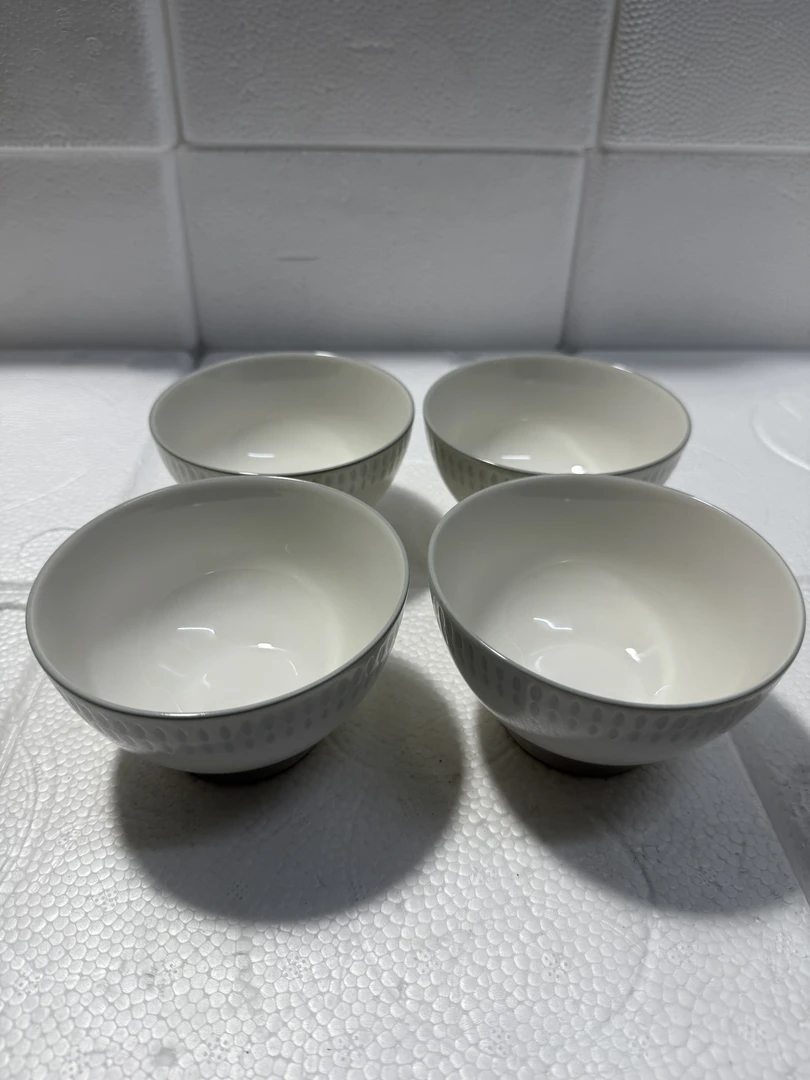 【卡西迪】手雕白瓷米饭碗4.5英寸（4个）
