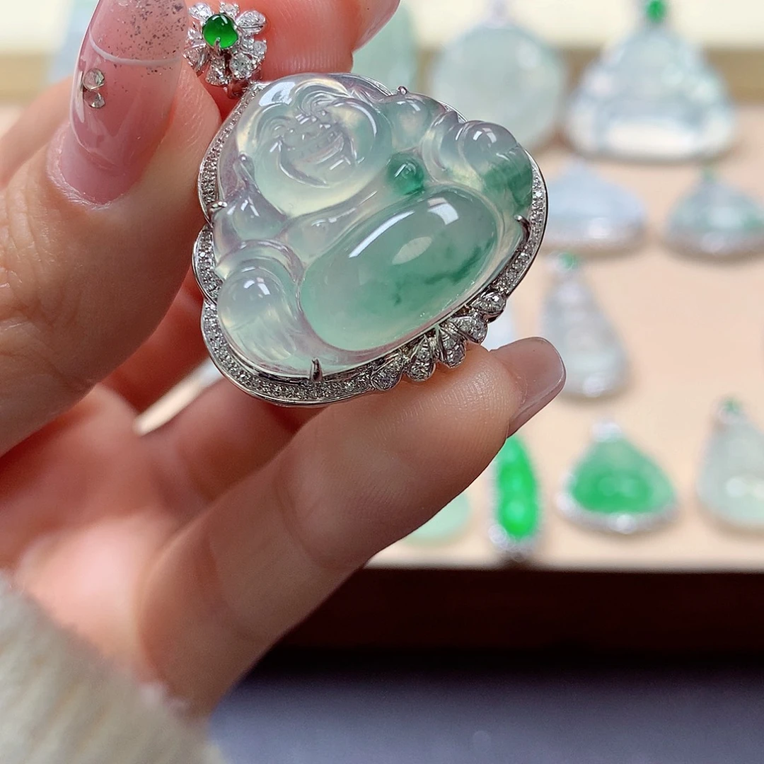 翡翠颈饰18K金镶嵌用****3翡翠