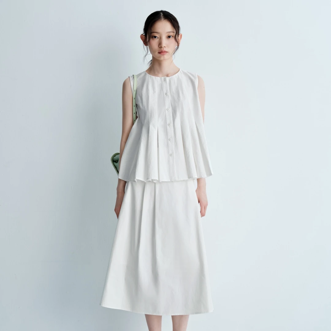 indicia标记25夏新款娃娃领显瘦法式无袖背心衬衫上衣女L2B5SY085