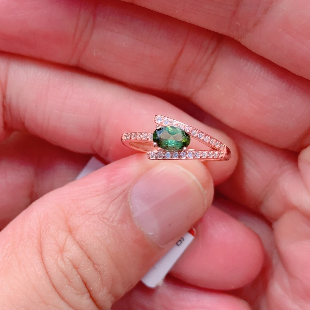 碧玺戒指银S925镶嵌